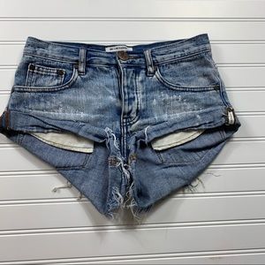 One Teaspoon Blue Distressed Jean Shorts 22